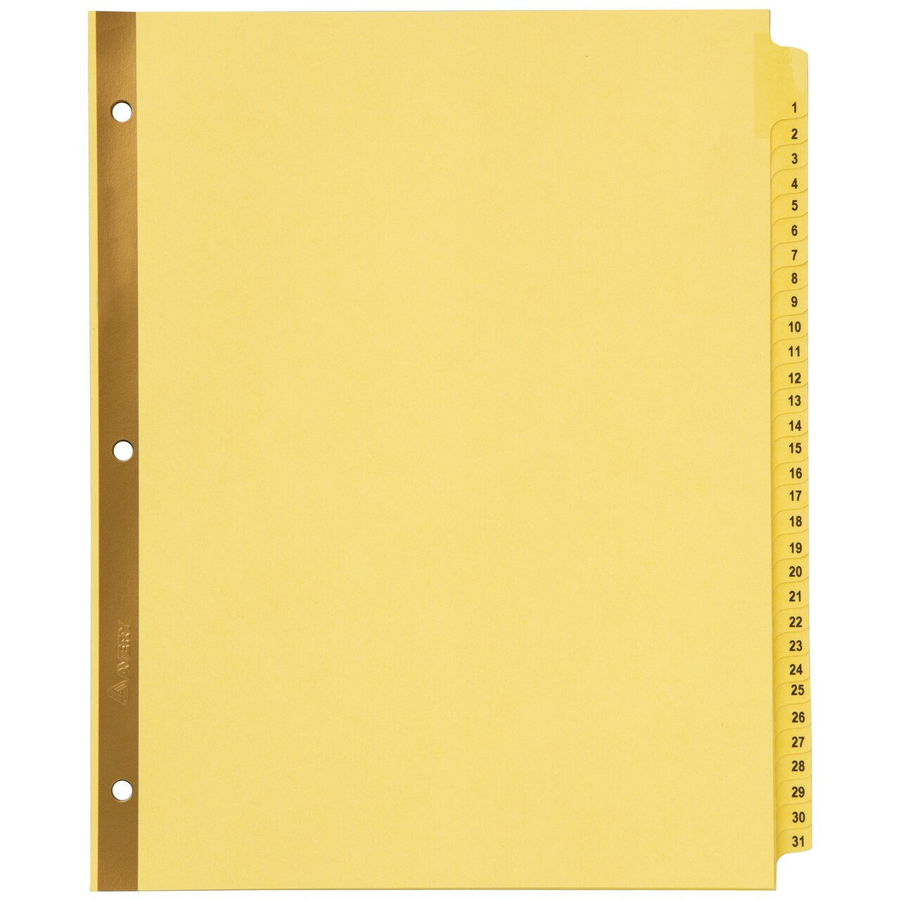 Avery Preprinted Laminated Tab Dividers, Gold Reinforced Binding Edge, 1-31 Tabs, 1 Set (11308)